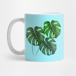 Monstera leaves - blue Mug